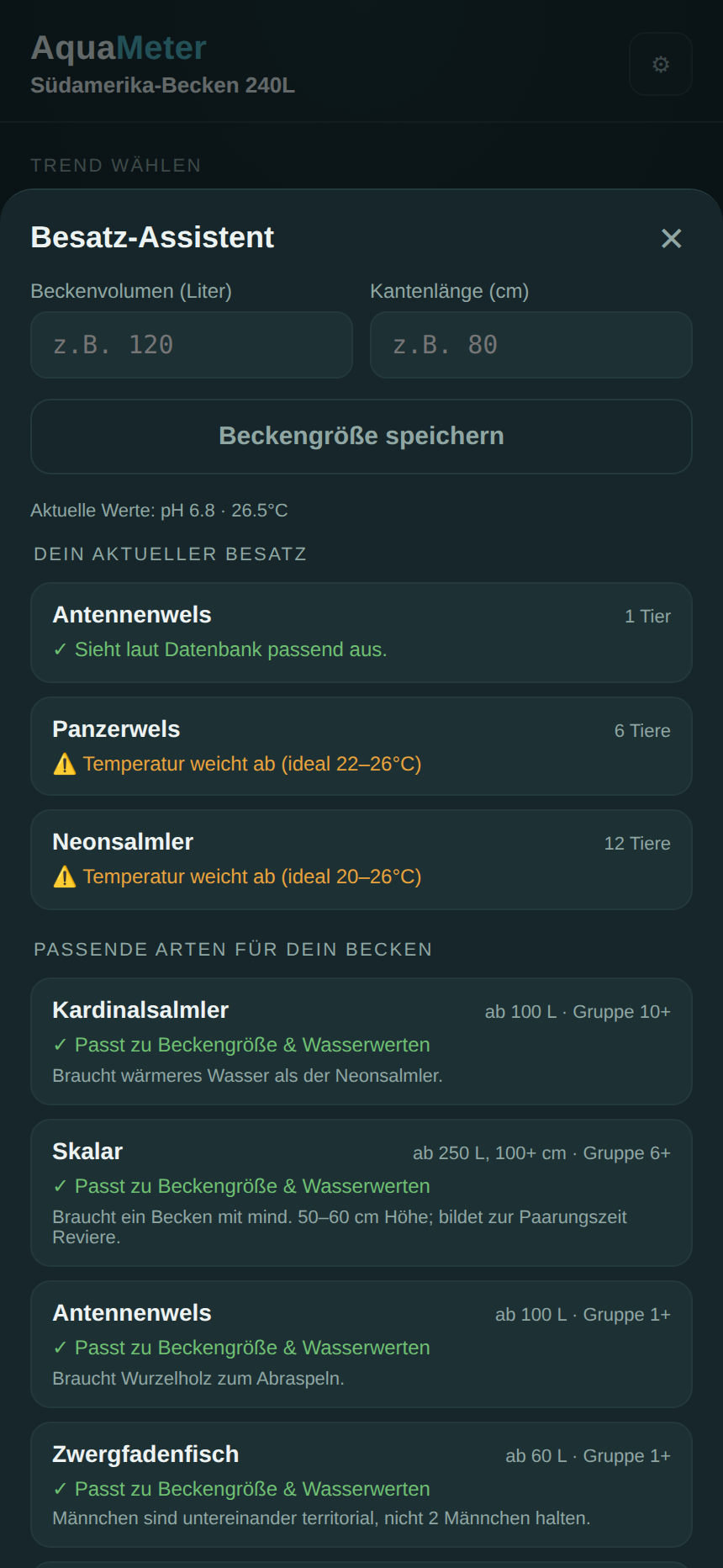 AquaEQ Besatz-Assistent